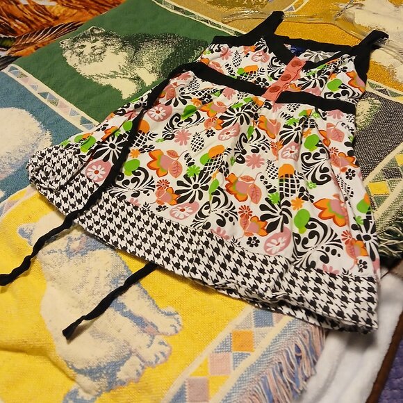 Basic Editions Girls 14/16 Pink/Black/Green Sleeveless Dress - Picture 1 of 8